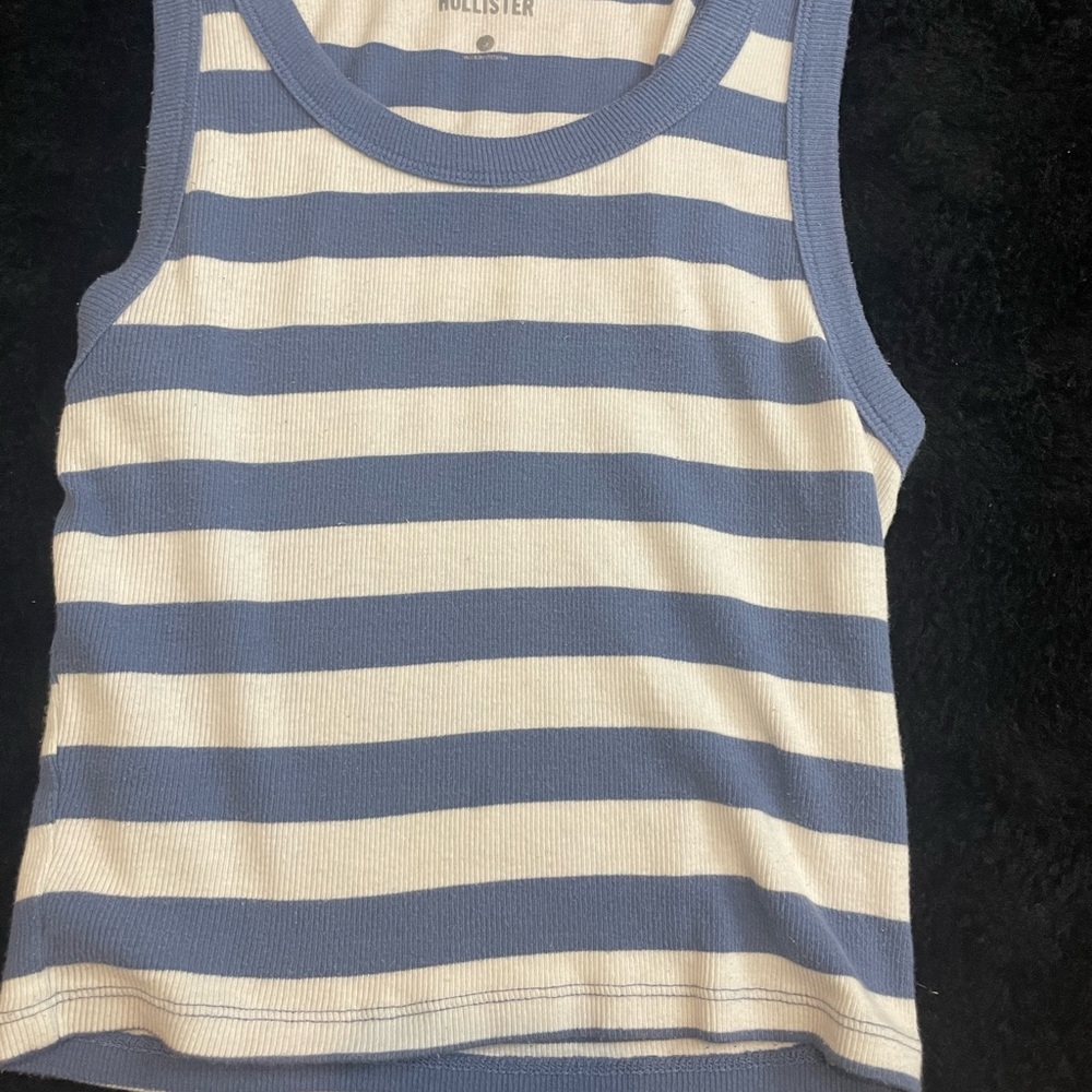 Hollister Blue and White Striped Tank Top